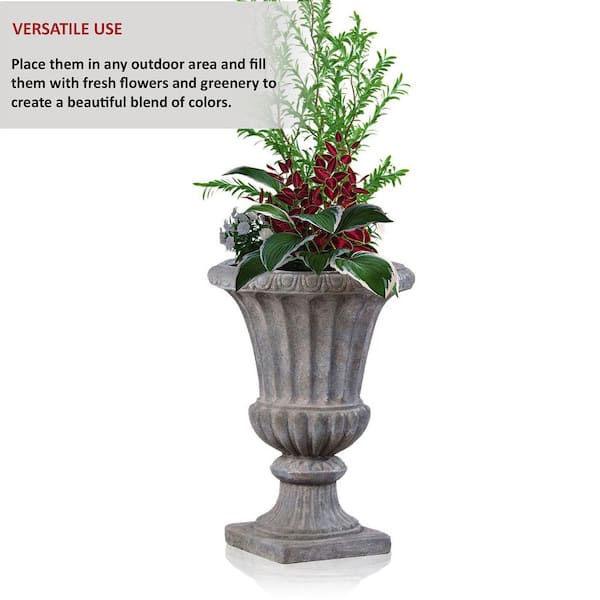 Indoor Outdoor Large Locanda Urn, 28 in. Tall, Stormcloud