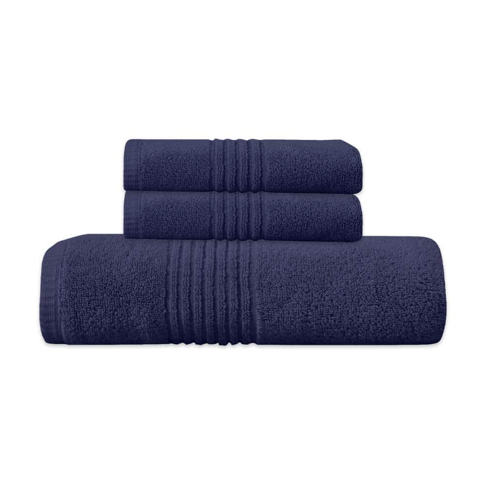 Home Weavers Hazel 500GSM 100% Cotton Zero Twist Super Absorbent Bath Towel Set, 16x24 (2), 27x54 (1), Navy price history on PriceWatchPro