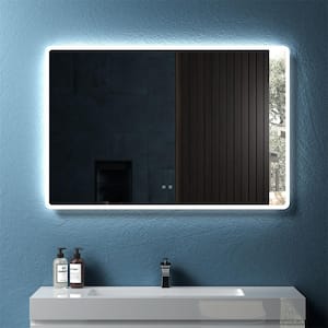 48 in. W x 31.5 in. H Large Rounded Rectangular Frameless with 3-Color and Anti-Fog Wall Mounted Bathroom Vanity Mirror