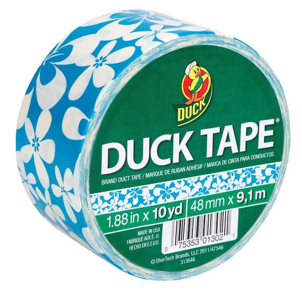 Duck 1.88 in. x 10 yds. Blue Surf Flower Duct Tape (6-Pack)