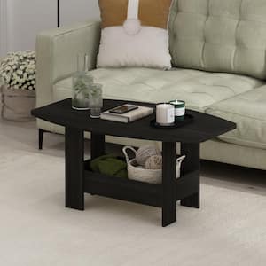 Simple 35.43 in. Espresso Rectangle Wood Coffee Table with Storage Compartment
