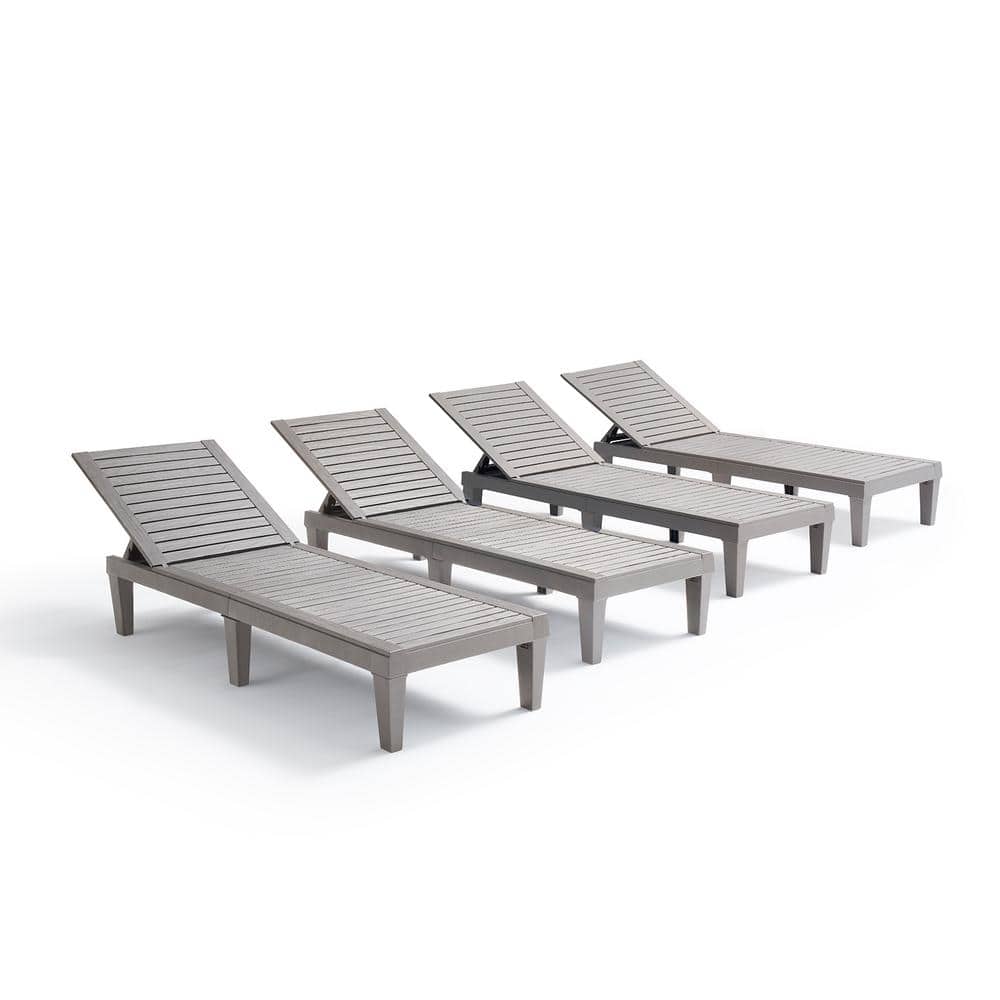 Nestl Gray Adjustable Waterproof Outdoor Chaise Lounge Set of 4