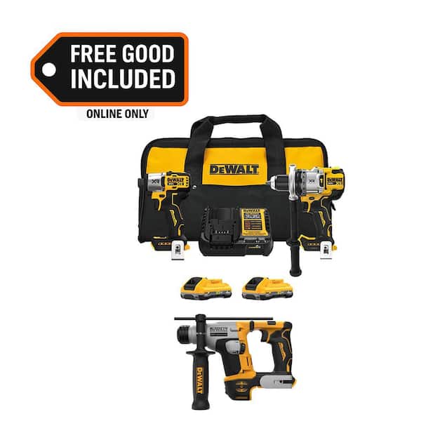 20V MAX Lithium-Ion Cordless 2-Tool Combo Kit and 5/8 in. SDS Plus Hammer Drill with (2) 4 Ah Batteries, Charger and Bag