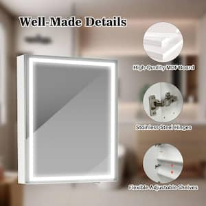 32 in. W x 24 in. H Rectangular LED Lighted Surface Mount Medicine Cabinet with Mirror