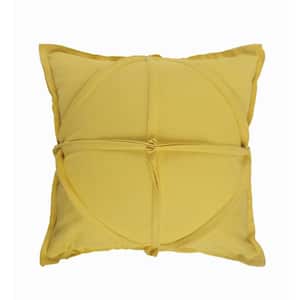 Solid Textured Mustard Yellow Geometric Cozy Poly-Fill 20 in. x 20 in. Indoor Throw Pillow