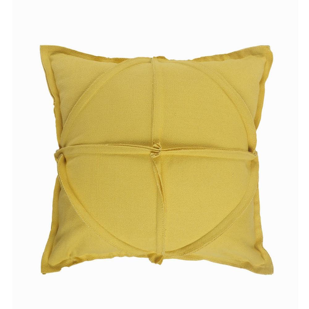 Solid Textured Mustard Yellow Geometric Cozy Poly-Fill 20 in. x 20 in. Indo