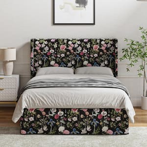 Raymond 2-Piece Floral Wingback Design Queen Bedroom Set with Metal Platform Bed Frame
