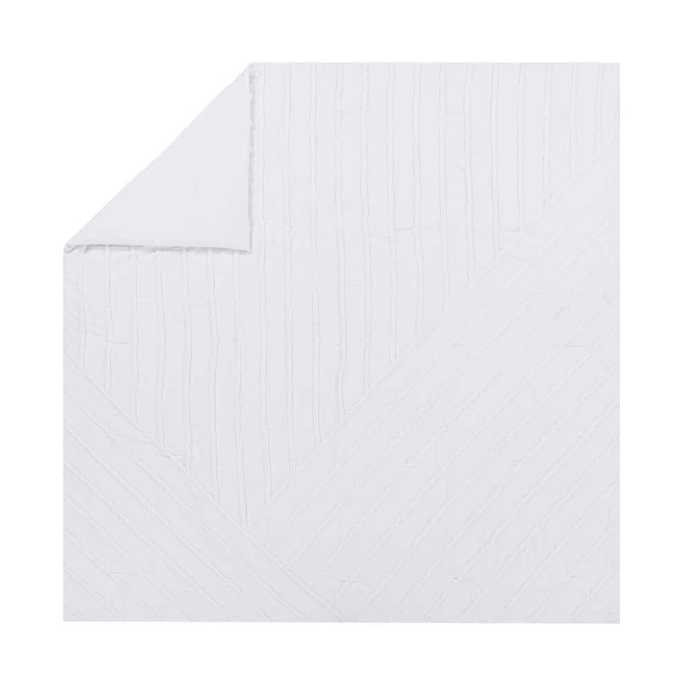 Full White Cotton Chenille Chevron Comforter Set