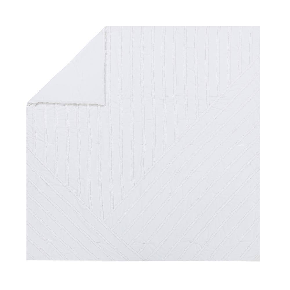 King White Cotton Chevron Comforter Set with Shams
