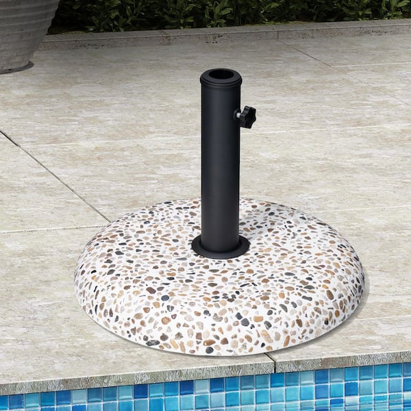 45 lbs. Heavy-Duty Round Concrete Patio Umbrella Stand in Cobblestone