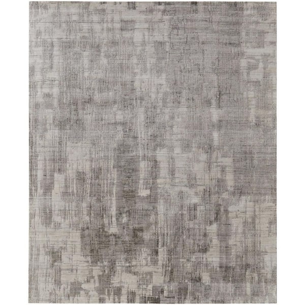 HomeRoots 2 ft. x 3 ft. Gray, Ivory Abstract Area Rug