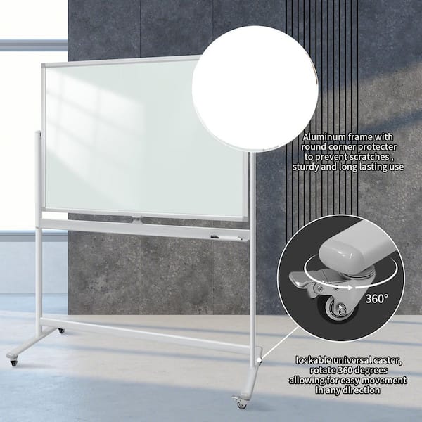 Afoxsos 1-Pack Magnetic Glass Whiteboard 2-in-1 Double-Sided Flip