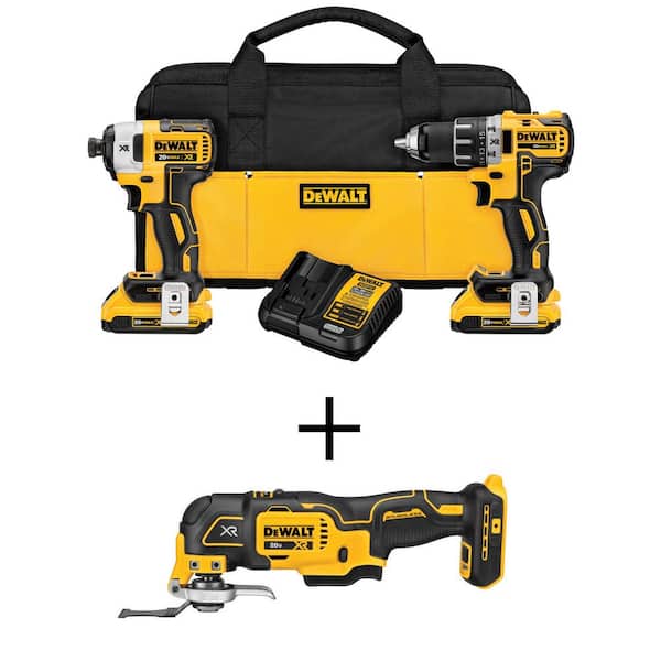 DEWALT 20-Volt 2-Pack 3 Amp-Hour Lithium Power Tool Battery & XR 2-Tool  20-Volt Max Brushless Power Tool Combo Kit with Soft Case (2-Batteries and