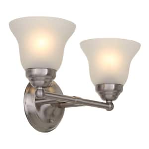 Ashhurst 2-Light Brushed Nickel Vanity Light with Frosted Glass Shades