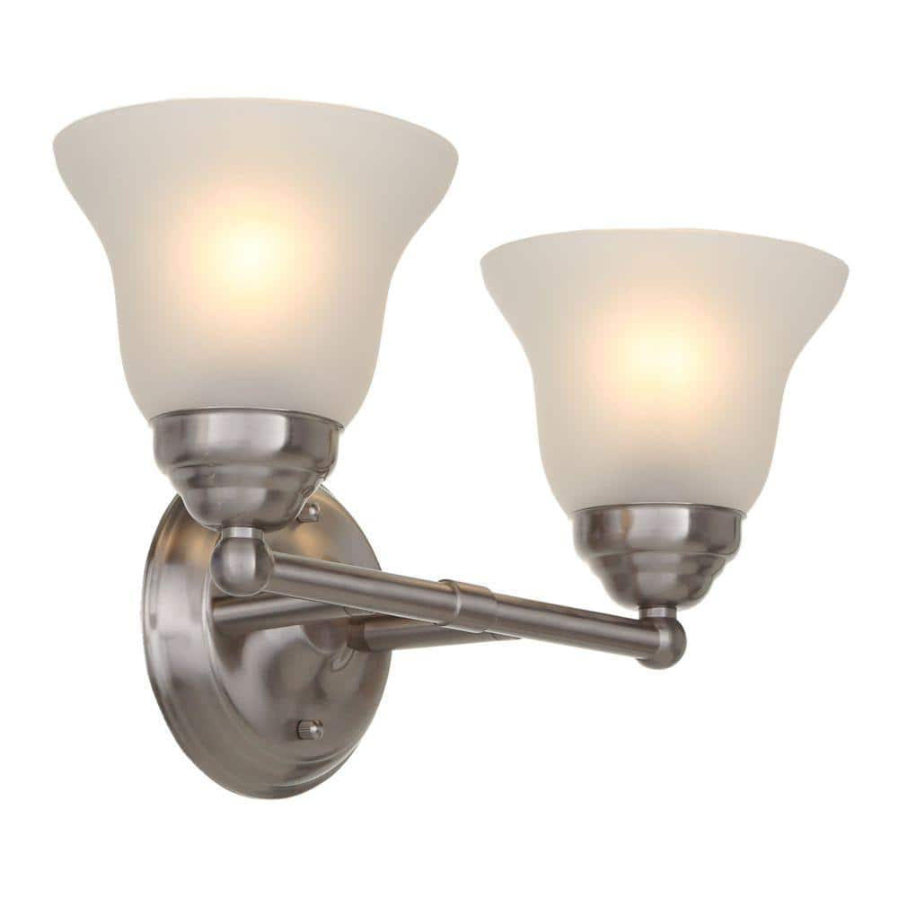 EAN 6940500314969 product image for Ashhurst 2-Light Brushed Nickel Vanity Light with Frosted Glass Shades | upcitemdb.com