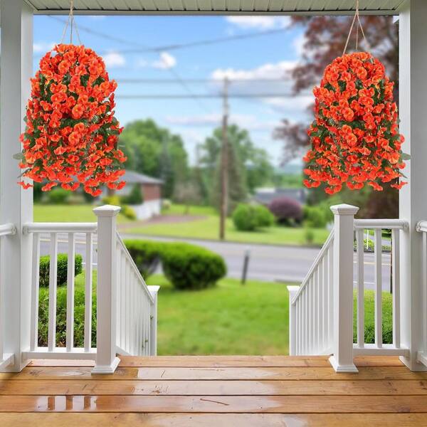 Artificial Orange Morning Glory Vines, 4-pack L0D9NXYPBH - The