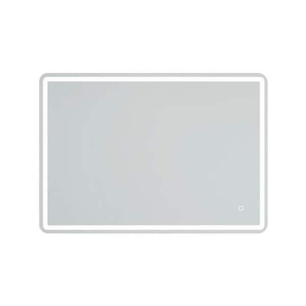 Unbranded 40 in. W x 28 in. H Large Rectangular Frameless Anti-Fog Wall-Mount Bluetooth LED Light Bathroom Vanity Mirror in Silver