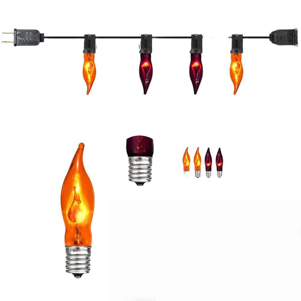 27.8 ft. Orange and Purple Fall Decor Flickering Flame Halloween String Lights with C7 Orange and Purple Light Bulb price history on PriceWatchPro