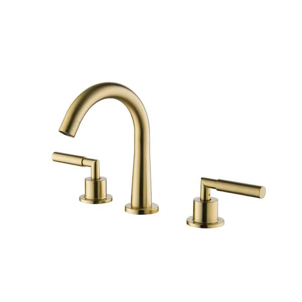 FORCLOVER 8 in. Widespread Double Handle Bathroom Faucet in Brushed Gold (1-Pack)