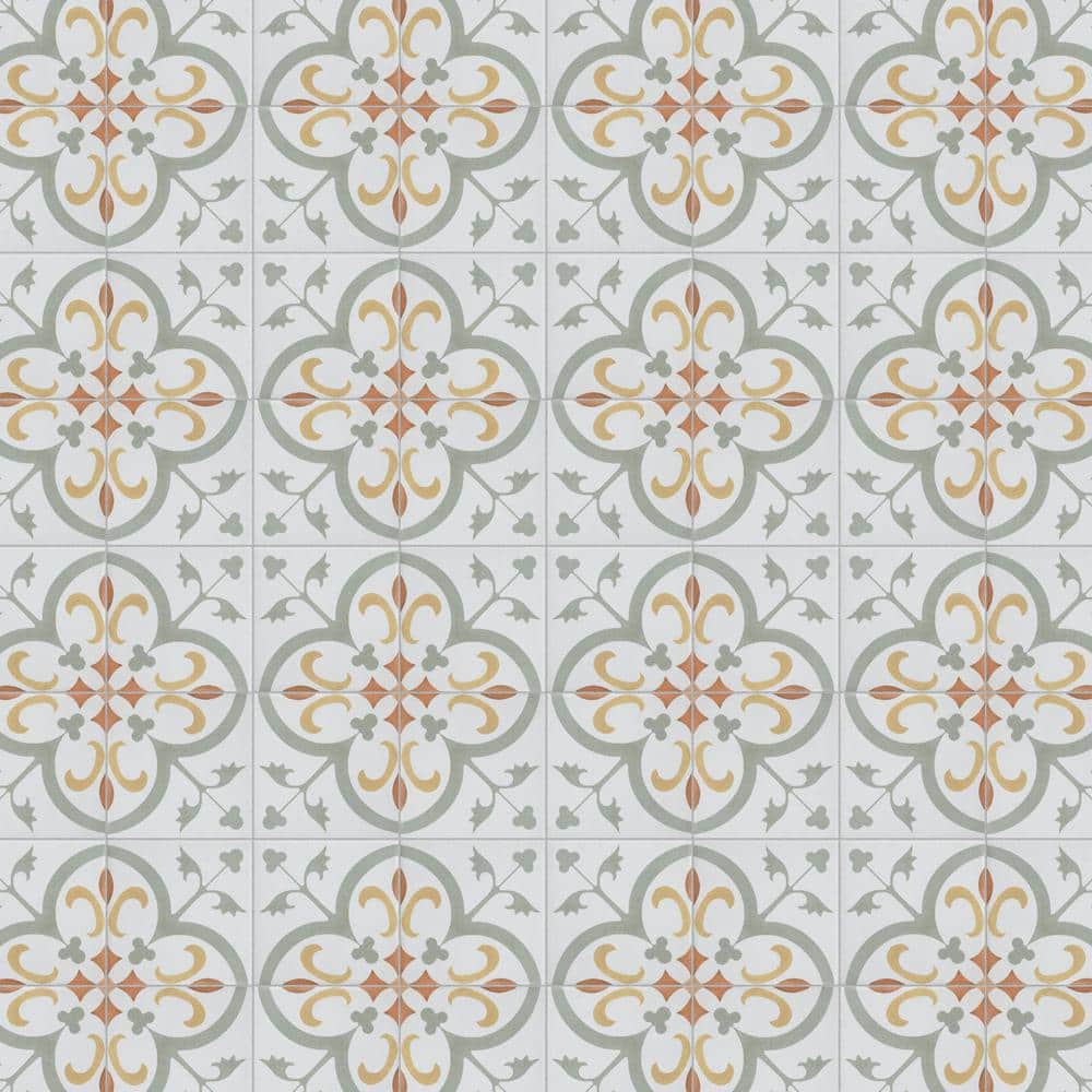 Revival Mini Memory 4" x 4" Off-White Ceramic Patterned Tile