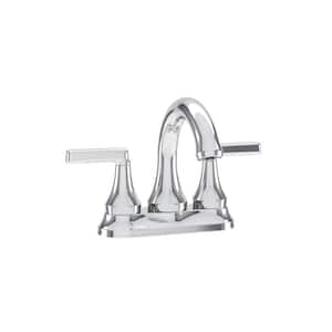 Birch 4 in. Centerset 2-Handle Bathroom Faucet with Push Pop Drain in Polished Chrome (1.0 GPM)