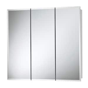 Jensen Focus 16in x 22in White Recess-Mounted Medicine Cabinet with  Frameless Polished Edges Mirror Door, Reversible Door Swing, Plastic Shelves  - B7733