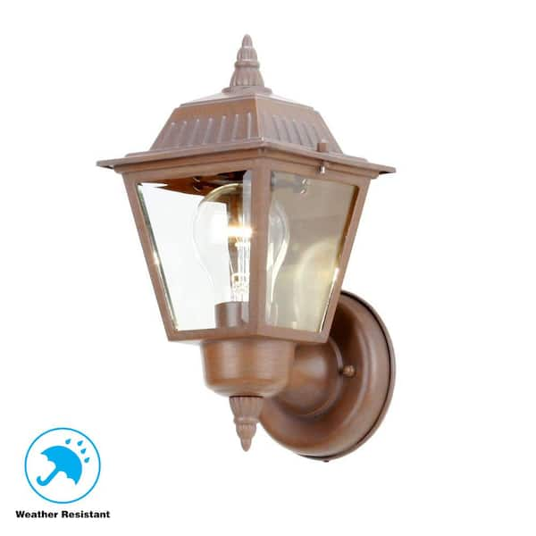 Hampton Bay Brown Small Wood Lantern with Metal Top DC14-11768