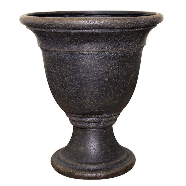 Southern Patio Jean Pierre Large 16 in. x 18 in. 22 Qt. Brownstone Resin Composite Urn Outdoor Planter