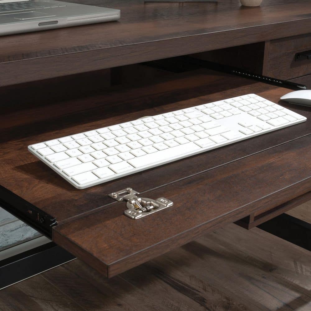 Barrel Oak Executive Desk with Drawers and Keyboard Tray