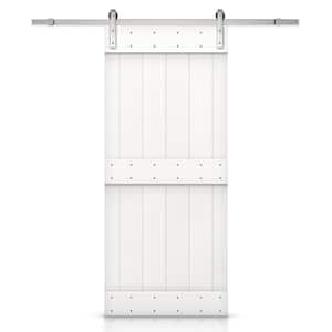 Mid-Bar 24 in. x 84 in. White Stained Knotty Pine Wood Interior Sliding Barn Door with Hardware Kit