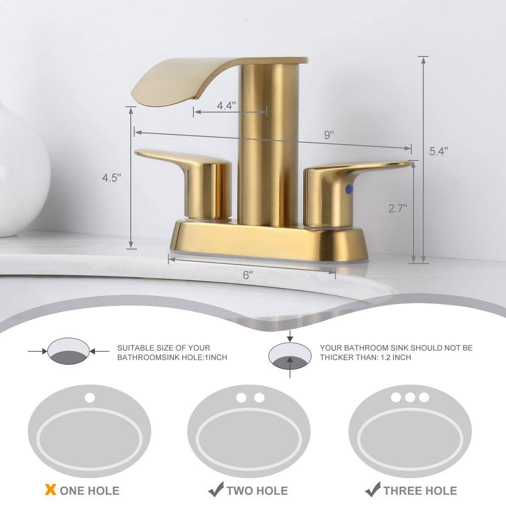 Brushed Gold Stainless Steel Double Handle Bathroom Faucet