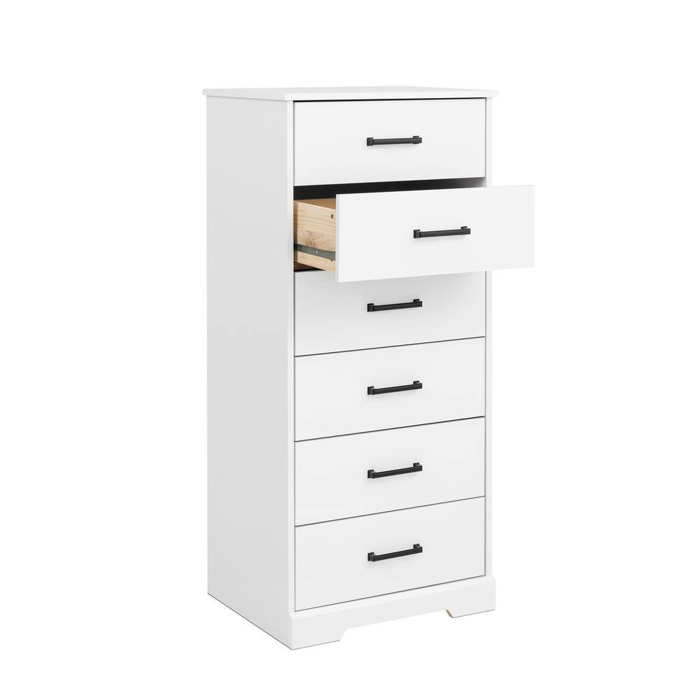 Rustic White Vertical 6-Drawer Farmhouse Dresser