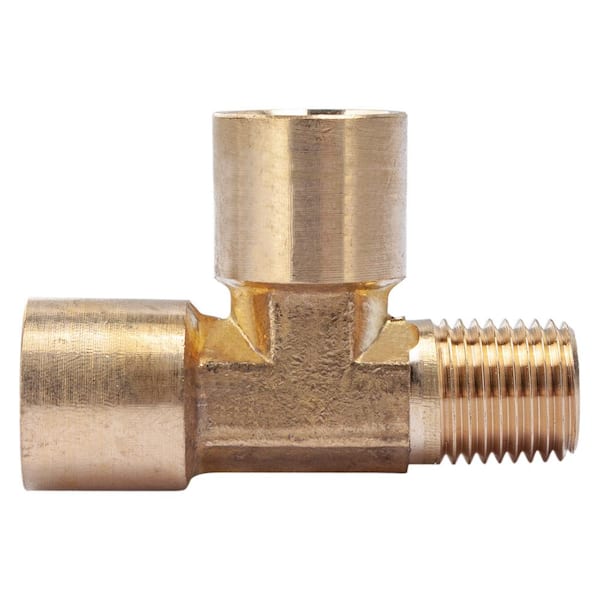 LTWFITTING 1/4 in. MIP x 1/4 in. FIP x 1/4 in. FIP Brass Pipe Tee Fitting (5-Pack)