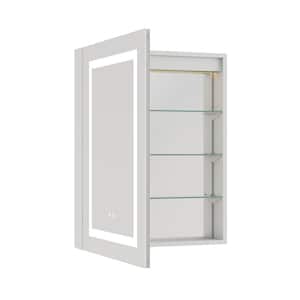 24.01 in. W x 30 in. H Rectangular Recessed/Surface Mount Left LED Medicine Cabinet, Mirror Defogger,Dimmer,Outlets,USB