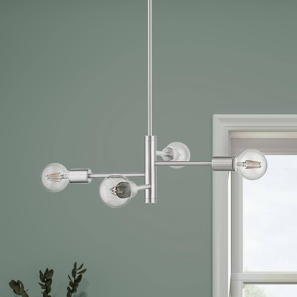 Bannister Contemporary 4-Light Asymmetrical Chandelier in Brushed Nickel
