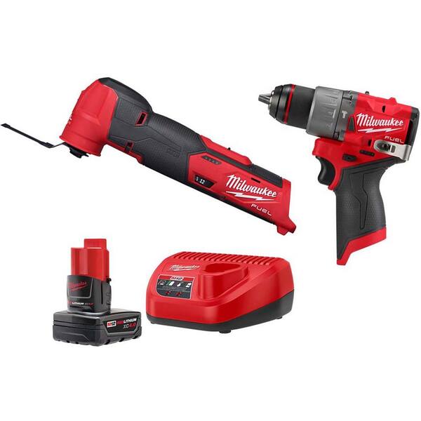 Milwaukee M12 FUEL 12-Volt Lithium-Ion Cordless Oscillating Multi-Tool and M12 FUEL 1/2 in. Hammer Drill with Battery and Charger