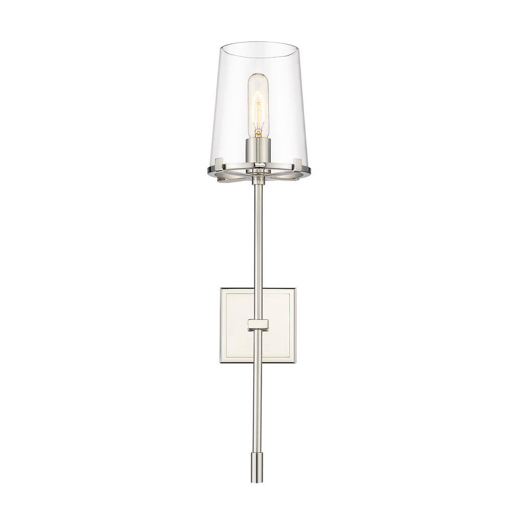Callista 26" Polished Nickel Wall Sconce with Clear Glass Shade