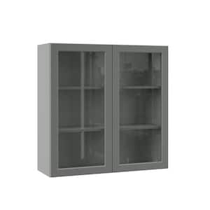 Hampton Bay KWFC1830-DV Shaker Assembled 18x30x12 in. Wall Flex Kitchen Cabinet with Shelves and Dividers in Dove Gray