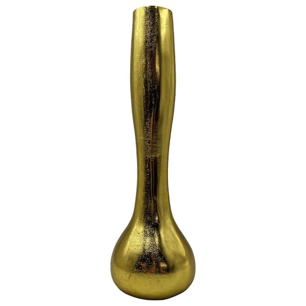 castellousa 15.5 in. Decorative Aluminum Flute Vase in Gold