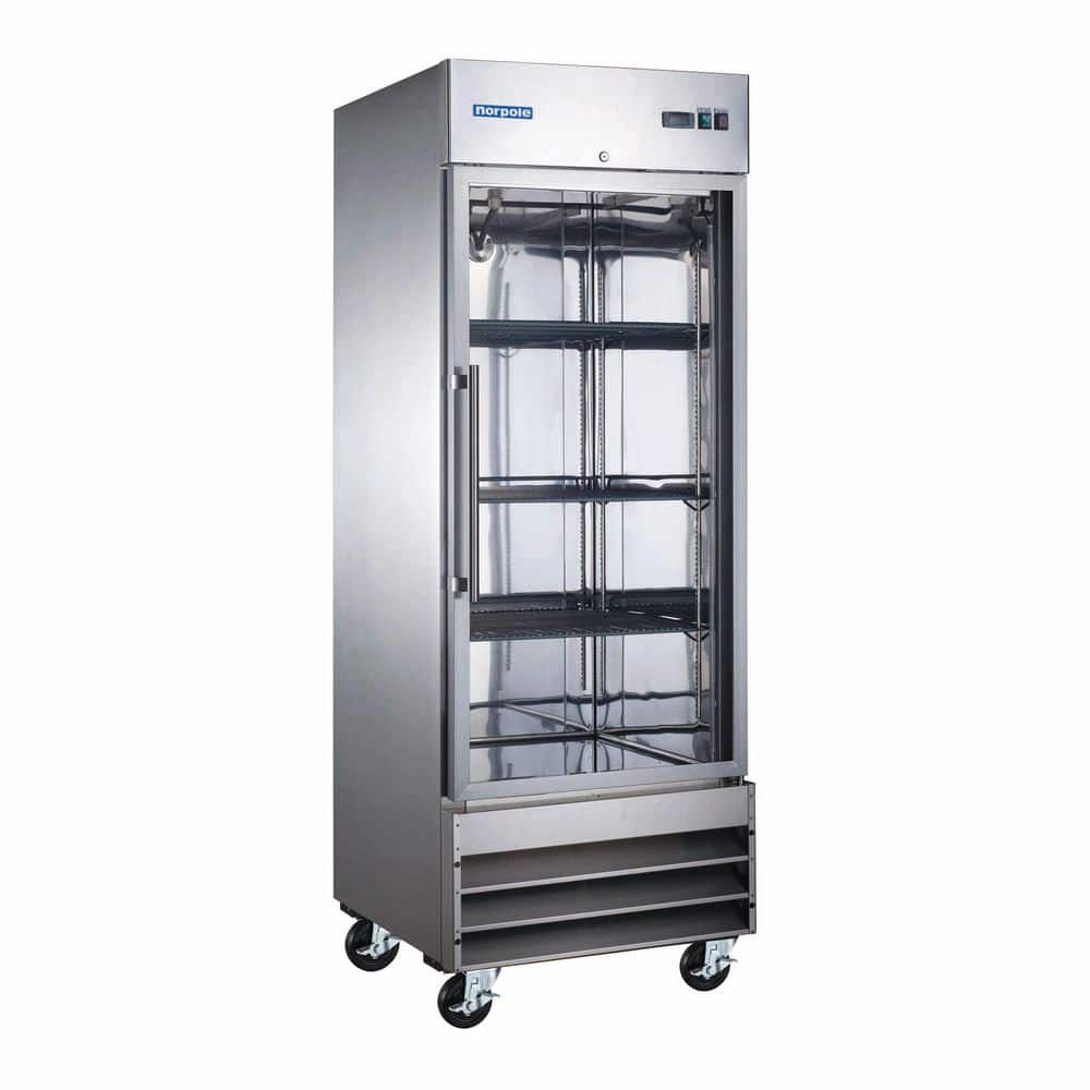 29 in. 23 cu. ft. Frost Free Defrost Upright Freezer Reach-in Stainless Steel Single Glass Door