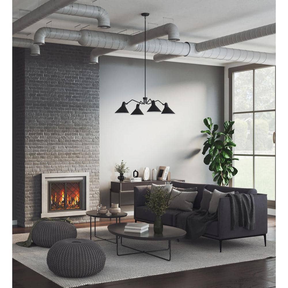 Trimble Matte Black Mid-Century Modern Chandelier