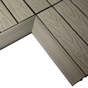 1/6 ft. x 1 ft. Quick Deck Composite Deck Tile Inside Corner Fascia in Egyptian Stone Gray (2-Pieces/Box)