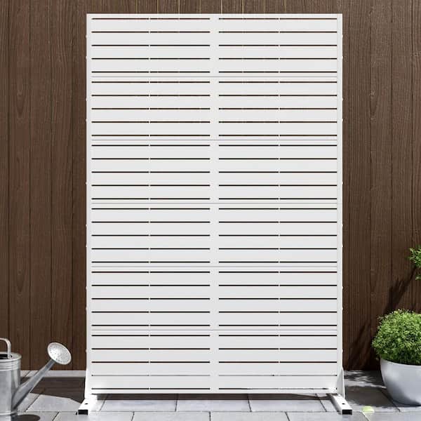 Lirago 72 in. x 47 in. White Privacy Screen Galvanized Freestanding Panel