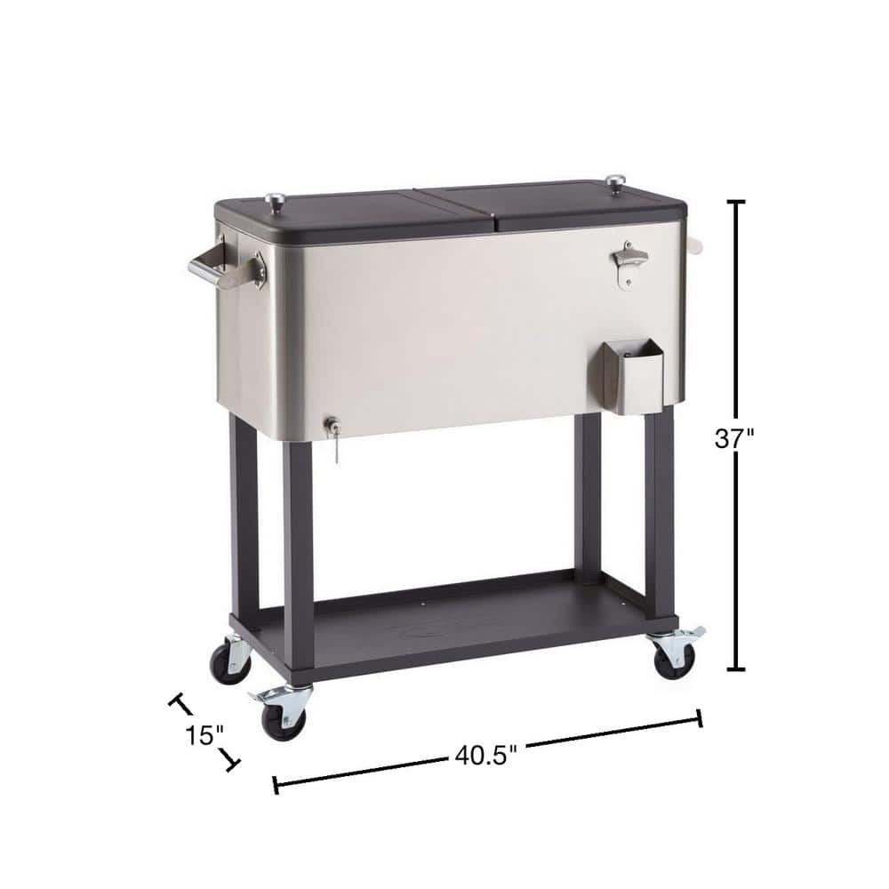 80 Quart White Stainless Steel Cooler with Wheels and Cover
