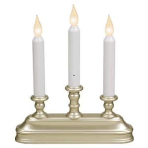 10 in. Dual Color LED Battery Operated Candle with Pewter Colored Candelabra Base