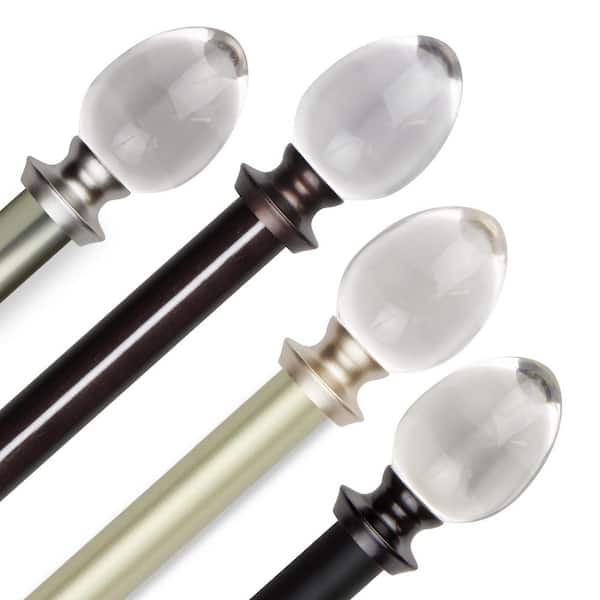 EMOH 1" Dia Adjustable 120-170" Single Curtain Rod in Satin Nickel with Ellis Finials