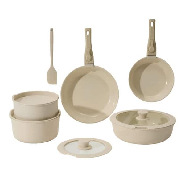 12 Piece Camping Cookware Set, PFAS-Free Ceramic Nonstick Pots Pans, Detachable Handle, Portable Outdoor Mess Kit