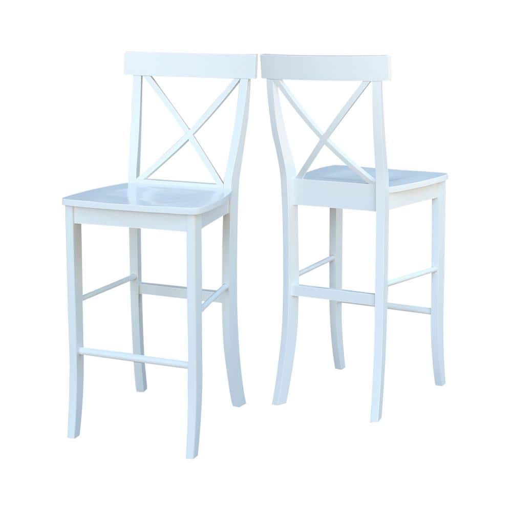 White Solid Wood X-Back 30" Bar Stool