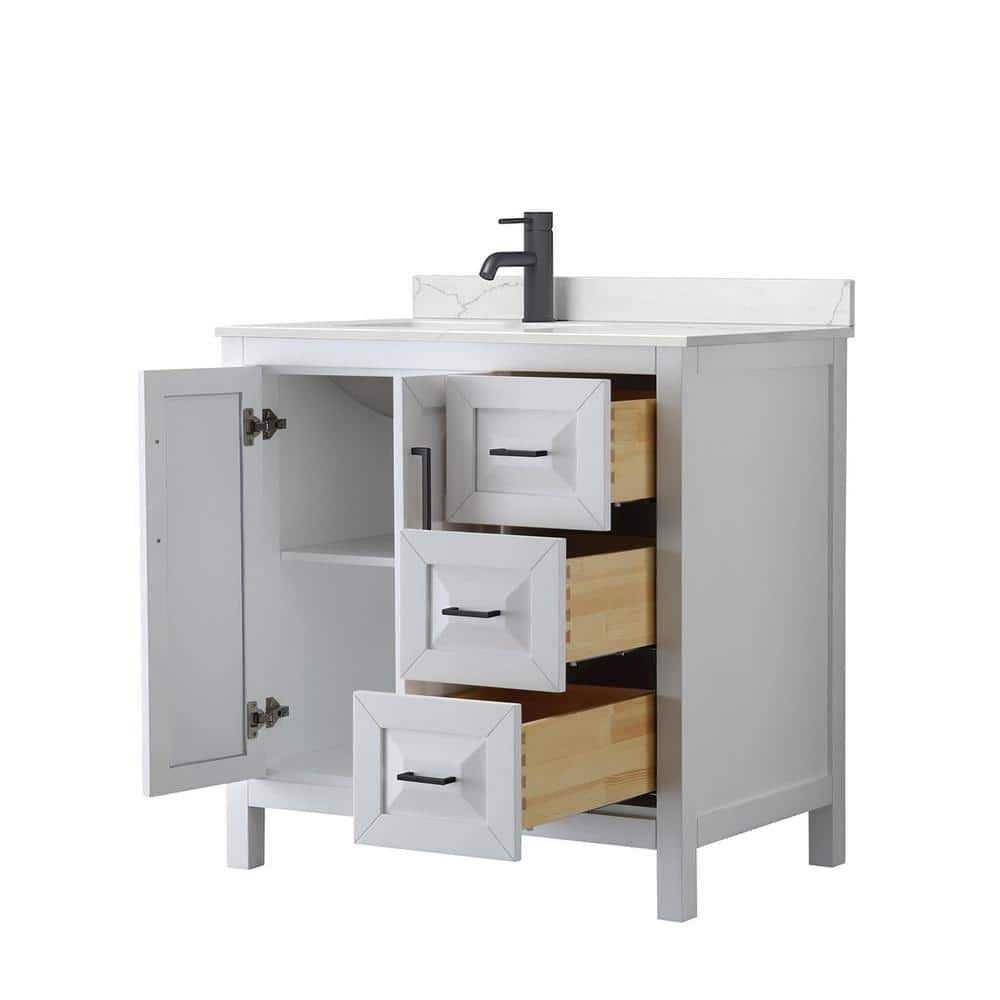 Daria 36'' White Single Bathroom Vanity with Quartz Top