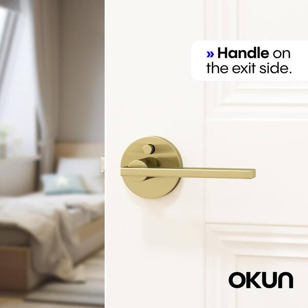 Okun Valli Metal Brushed Champagne Gold Privacy Bed/Bath Flat Door
